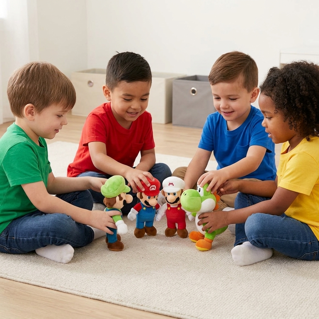 Luigi, Mario, Mario de Fuego y Yoshi, Super Mario Bros - Pack de 4 - 25 Cm - Imagen 2